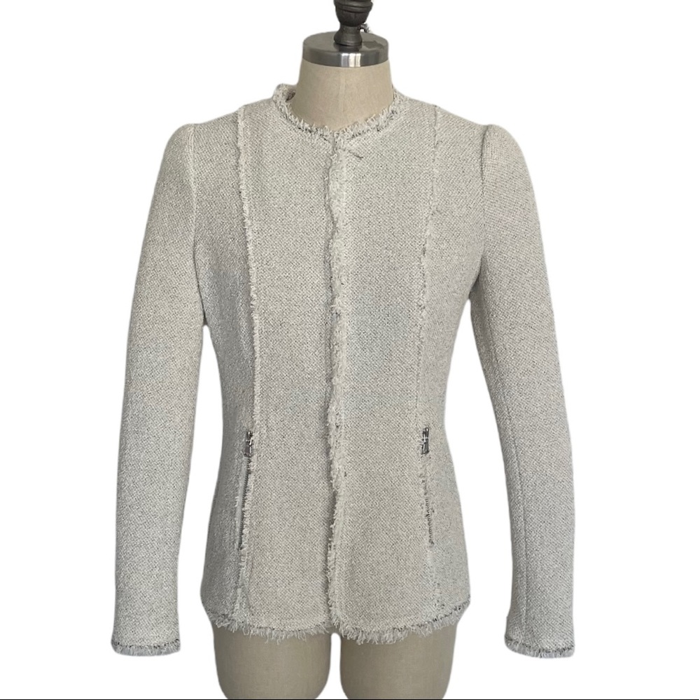 Rebecca Taylor Tweed Jacket in Limestone Size 0